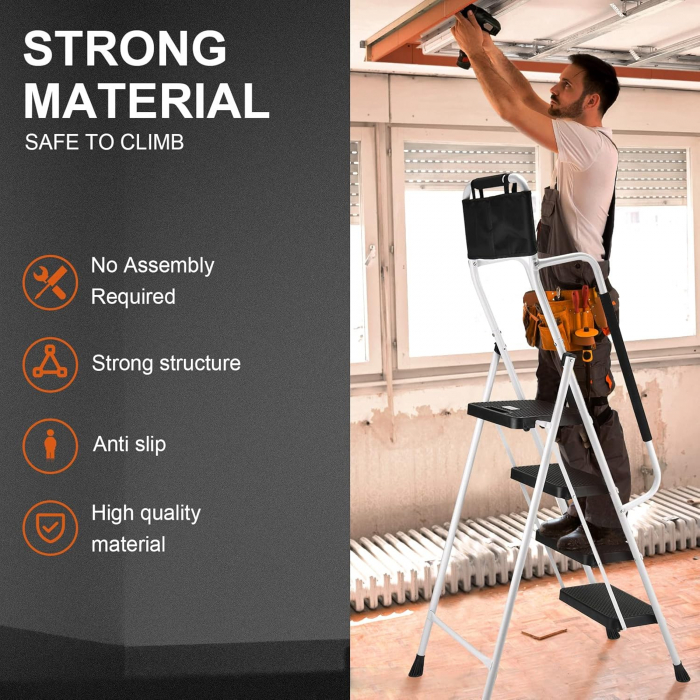 Scară din otel inoxidabil, pliabilă 4 trepte anti-alunecare,cu balustradă, max 150 kg [7]
