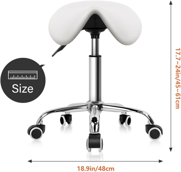 Scaun hidraulic tip sa, PU, Inaltime reglabila, Rotire 360°, Alb [3]
