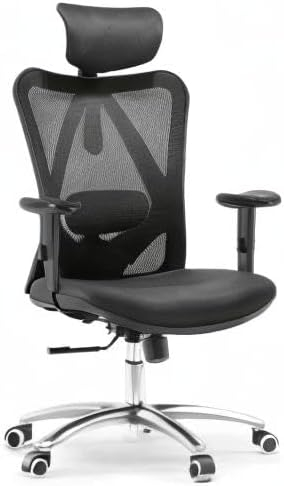 Scaun de birou ergonomic cu suport lombar reglabil si tetiera, cu perna elastica respirabila, 136 kg, negru-resigilat [10]