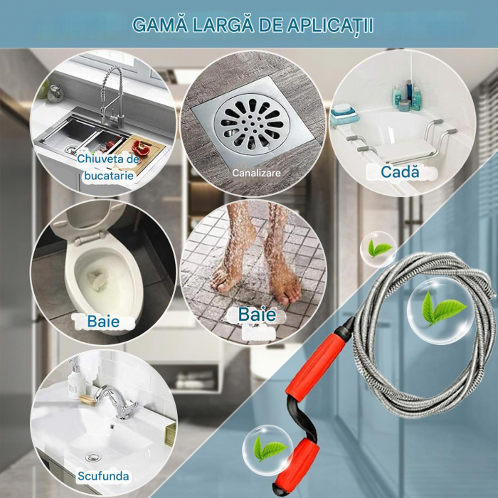 Sarpe desfundat tevi baie si bucatarie, otel inoxidabil 3 m [6]