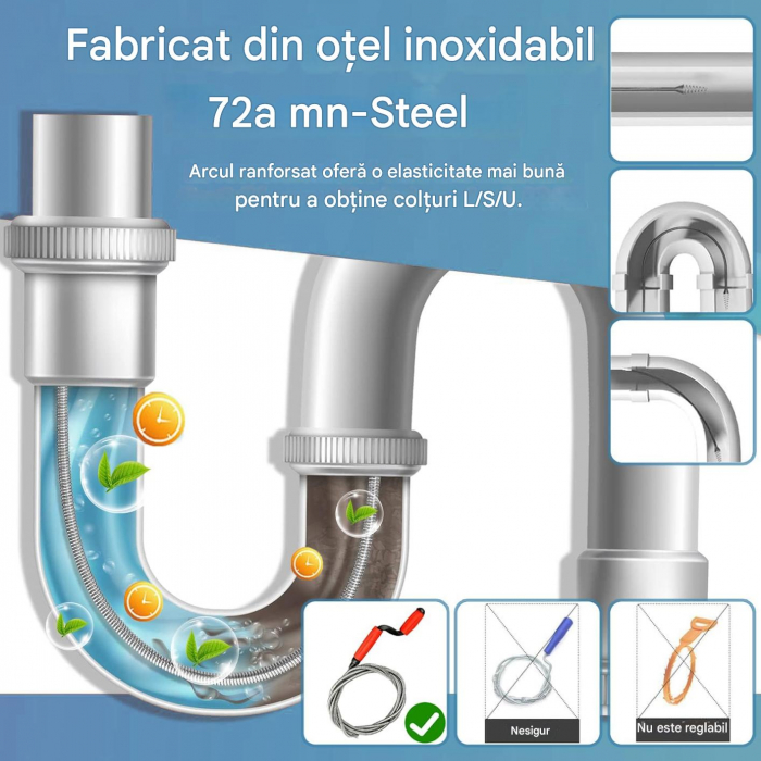 Sarpe desfundat tevi baie si bucatarie, otel inoxidabil 3 m [5]