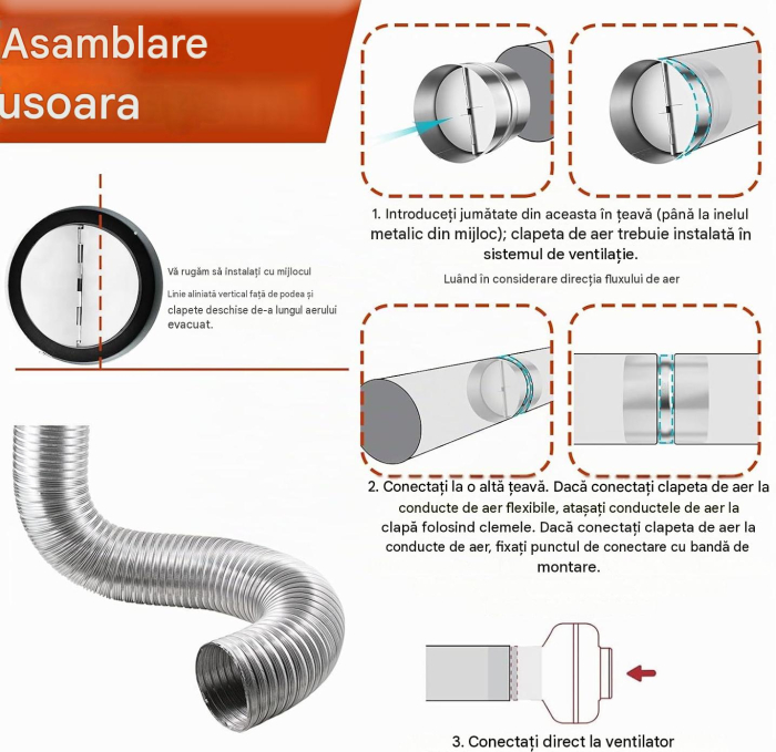 Set 2 Clapete Antiretur Ventilație DN100, Ø100 mm, Oțel Galvanizat și Aluminiu [5]