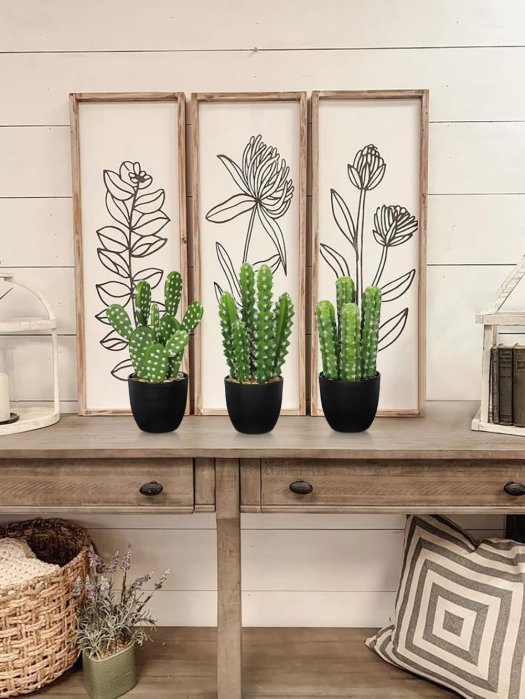 Cactus artificial în ghiveci (Euphorbia) plantă decorativă pentru casă și birou 26 cm [6]