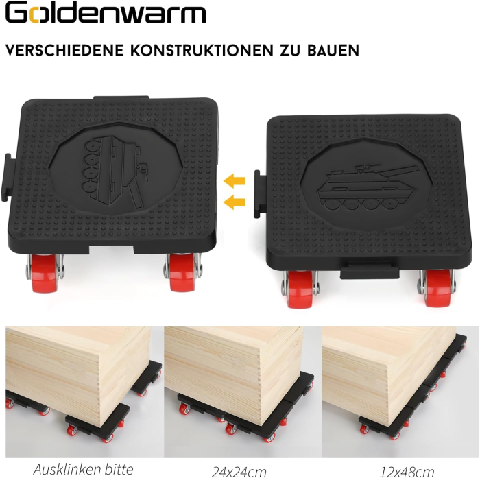 Set 4 role rotative 360° ridicat si transportat mobila cu capacitate de incarcare 800 kg si parghie ridicare usoara [2]