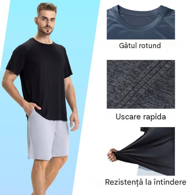 Set 5 tricouri sport respirabile pentru barbati,  Negru/Gri/Bleumarin/Alb/negru L [3]