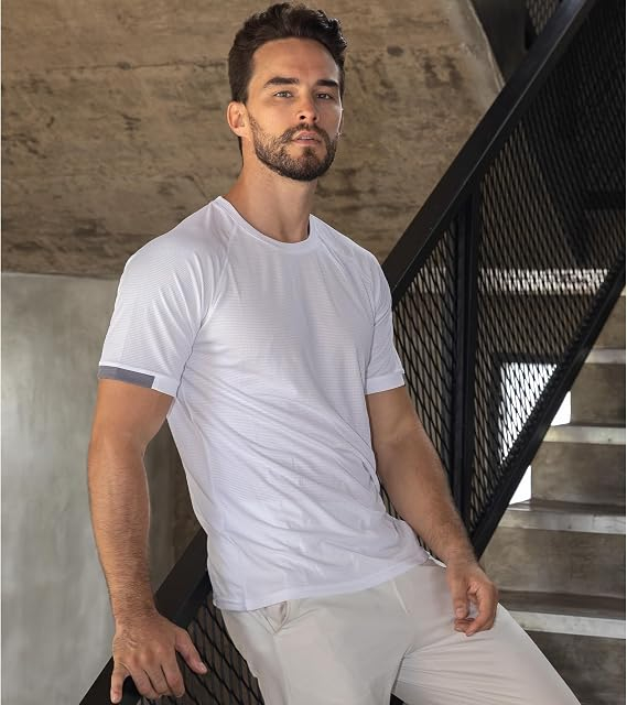 Set 5 tricouri sport respirabile pentru barbati,  Negru/Gri/Bleumarin/Alb/albastru 2XL [5]