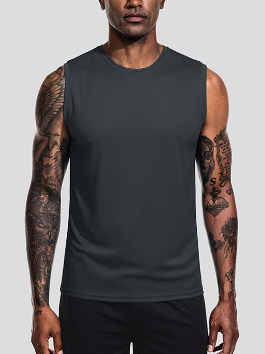 Set 5 tricouri sport fara maneci pentru barbati,  Negru/Gri/Bleumarin/Alb/Gri 3XL [2]