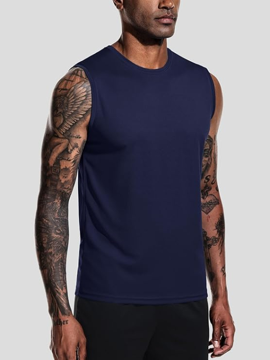 Set 5 tricouri sport fara maneci pentru barbati,  Negru/Gri/Bleumarin/Alb/Gri 3XL [4]