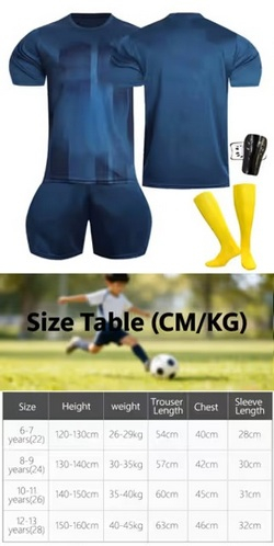 Set tricou, pantaloni inscriptionate si jampiere cu aparatori tibii pentru copii 8-9 ani [2]