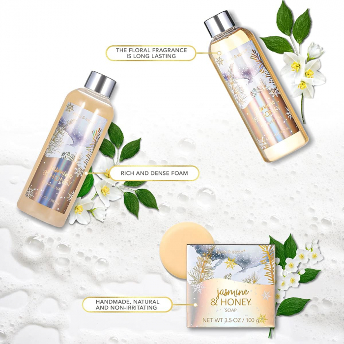 Set baie și duș Body&Earth cu 6 piese, cu parfum de iasomie și miere [2]