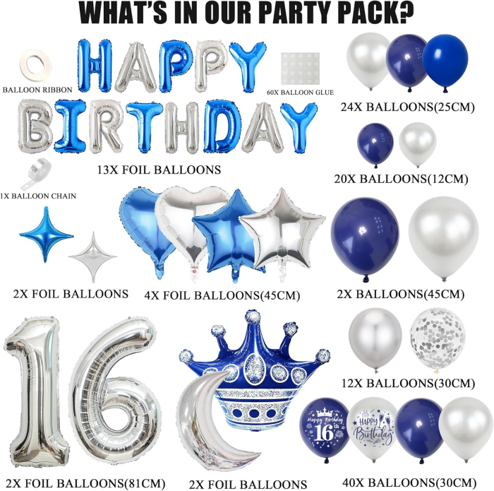 Set baloane pentru evenimente aniversare 16 ani, 98 piese [2]