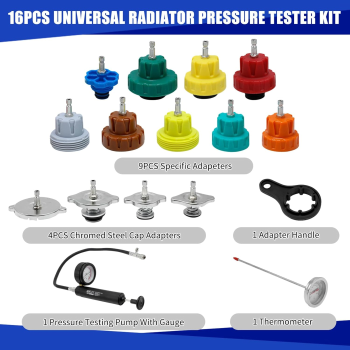 Trusa de presiune pentru verificare pierderi antigel, 16 piese [4]