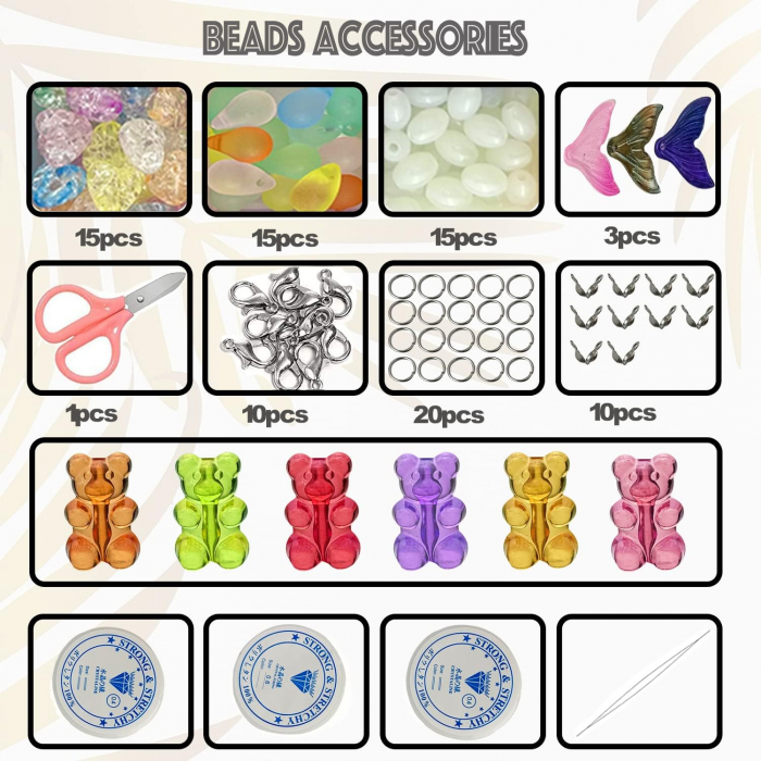 Set de artizanat pentru confectionat bratari, lantisoare, decoratiuni cu litere, margele, figurine [6]