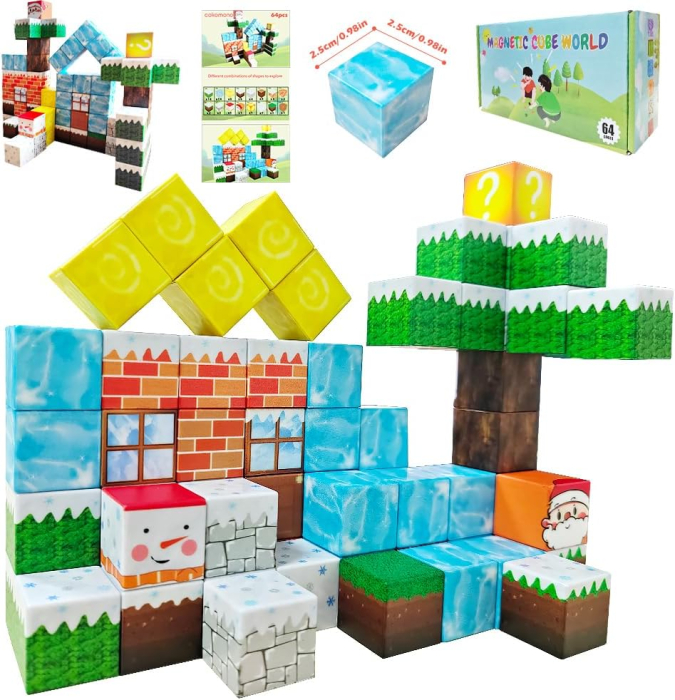 Set de constructie, 64 elemente magnetice Valea de gheata, pentru copii 3+ ani [1]