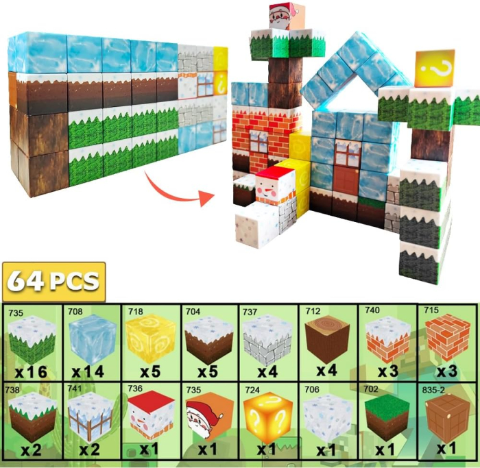 Set de constructie, 64 elemente magnetice Valea de gheata, pentru copii 3+ ani [2]