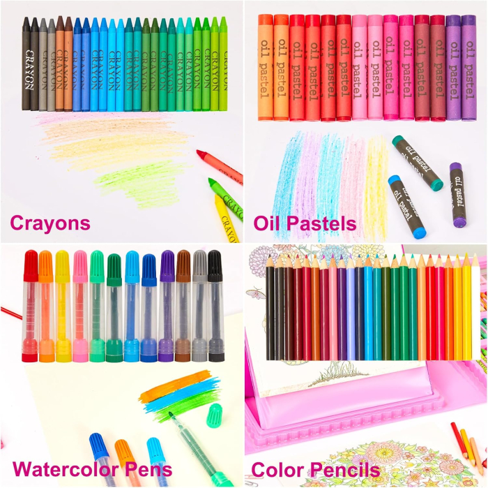 Set de pictura si colorat cu acurele, creioane colorate, vopsele, 290 piese [5]