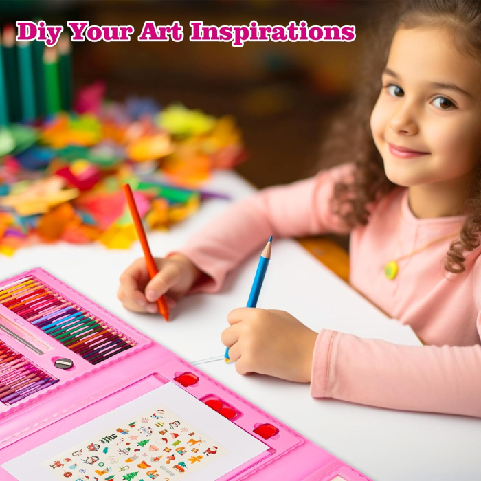 Set de pictura si colorat cu acurele, creioane colorate, vopsele, 290 piese [7]