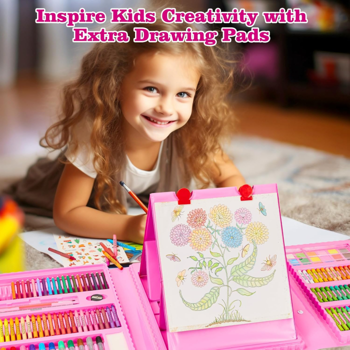 Set de pictura si colorat cu acurele, creioane colorate, vopsele, 290 piese [4]