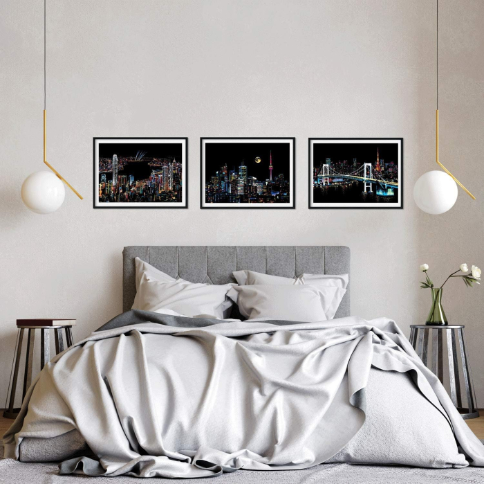 Fișe de activități DIY pentru adulți și copii, desene pentru răzuit, Tokyo, Canada și Victoria, 3x40,5 x 28,5 cm [4]