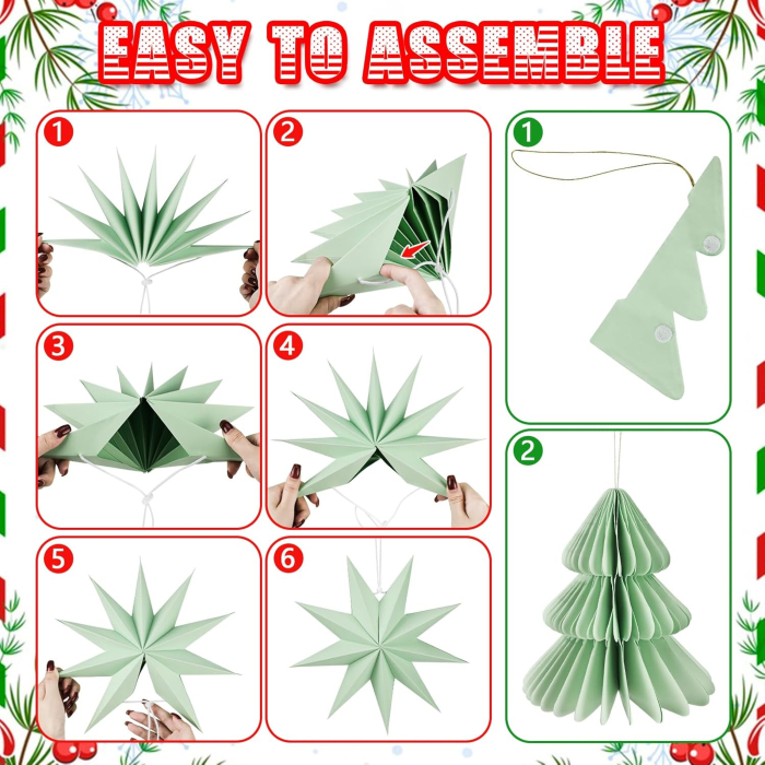 Set 6 ornamente pentru decoratiuni sarbatori, Roșu Verde Alb [3]