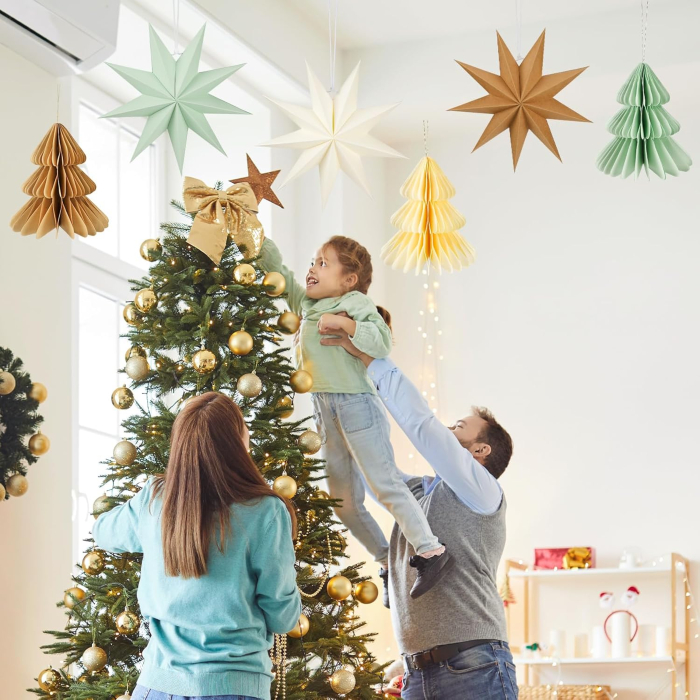 Set 6 ornamente pentru decoratiuni sarbatori, Roșu Verde Alb [6]