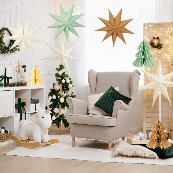 Set 6 ornamente pentru decoratiuni sarbatori, Roșu Verde Alb [7]