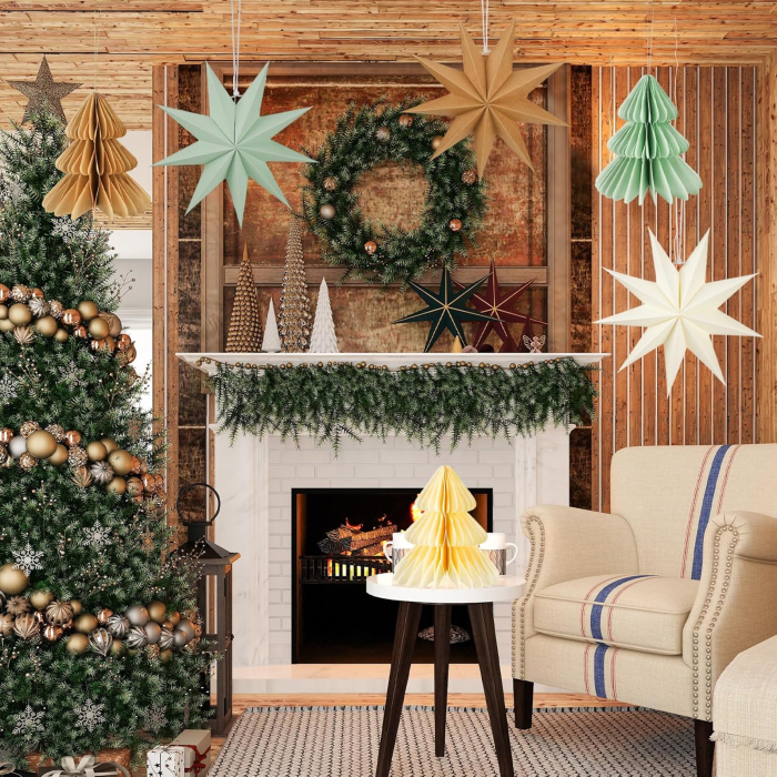 Set 6 ornamente pentru decoratiuni sarbatori, Roșu Verde Alb [5]