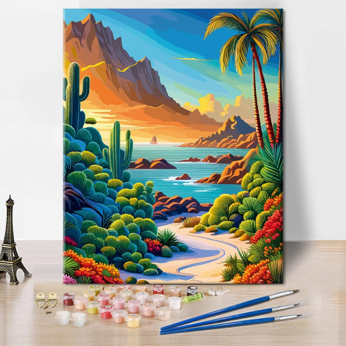 Set pictura in ulei, pe numere, pentru copii si adulti, Drum cu verdeata 16x20 cm [1]