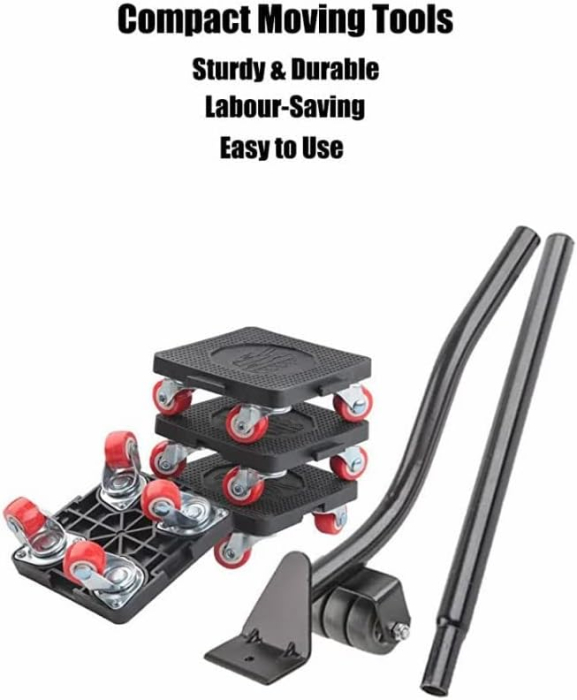 Set ridicat si transport mobila in casa cu 4 role cu franare si parghie ridicat, sarcina max 400 kg [2]