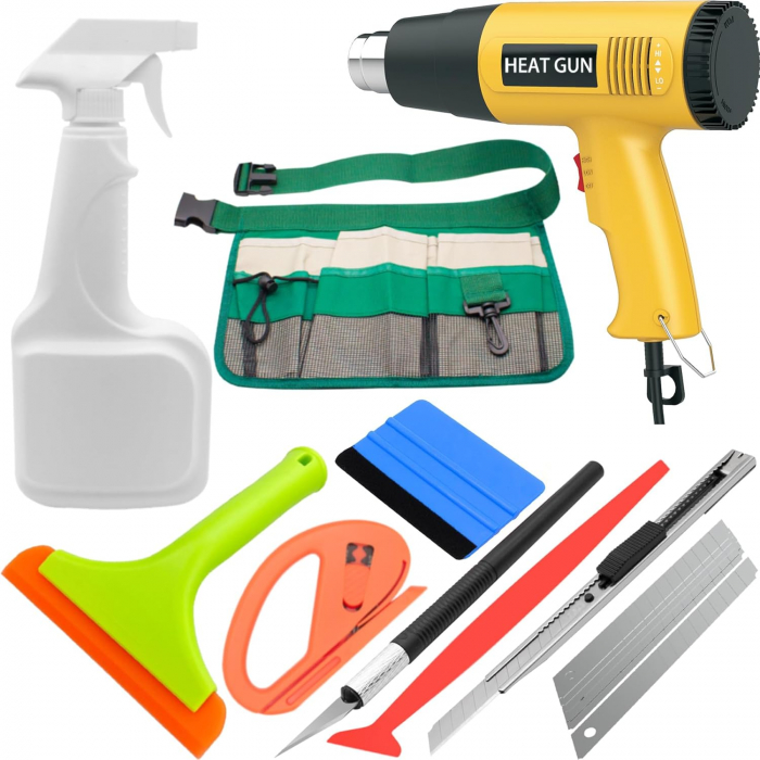 Set scule montare folie auto sau geamuri, kit complet cu pistol aer cald [1]