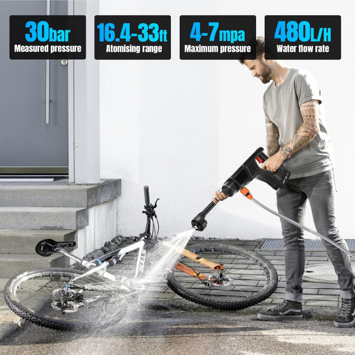 Aparat de spalat de inalta presiune 40Bari, 260W, 2 acumulatori 2000Ah, duza 6 moduri [6]
