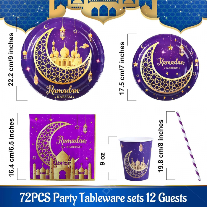 Set vesela unica folosinta pentru petreceri 60 piese 12 invitati-model oriental [2]