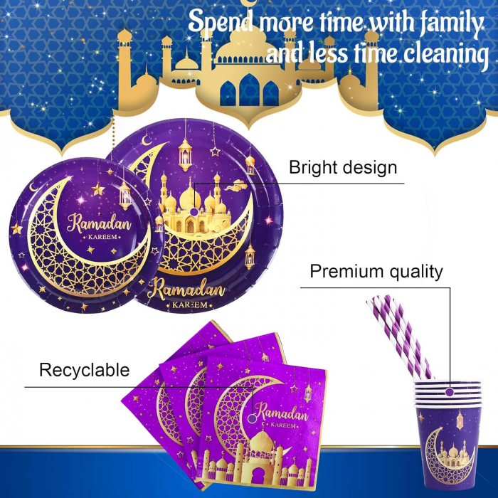 Set vesela unica folosinta pentru petreceri 60 piese 12 invitati-model oriental [3]