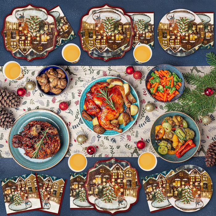 Set vesela unica folosinta pentru petreceri 96 piese 24 invitati-casuta in copac [5]