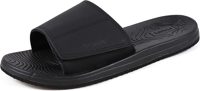 Slapi eleganti cu fixare velcro, talpa din spuma EVA cu elasticitate ridicată, impermeabili, anti-alunecare, Negri 40 [1]