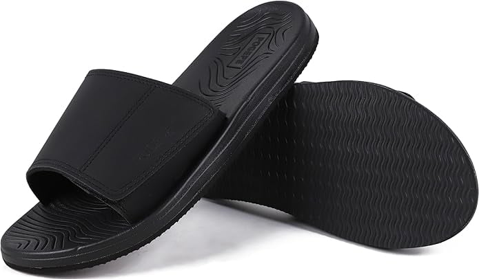 Slapi eleganti cu fixare velcro, talpa din spuma EVA cu elasticitate ridicată, impermeabili, anti-alunecare, Negri 41 [7]