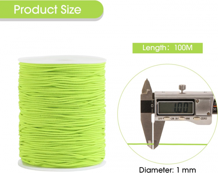 Snur elastic de 1 mm, galben, pentru bratari, 100M [2]