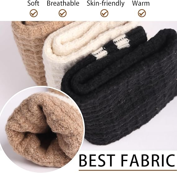 Sosete termice groase de iarna, din lana, set 6 perechi, 2 negre, 2 maro, 2 albe, marimea 35-42 [5]