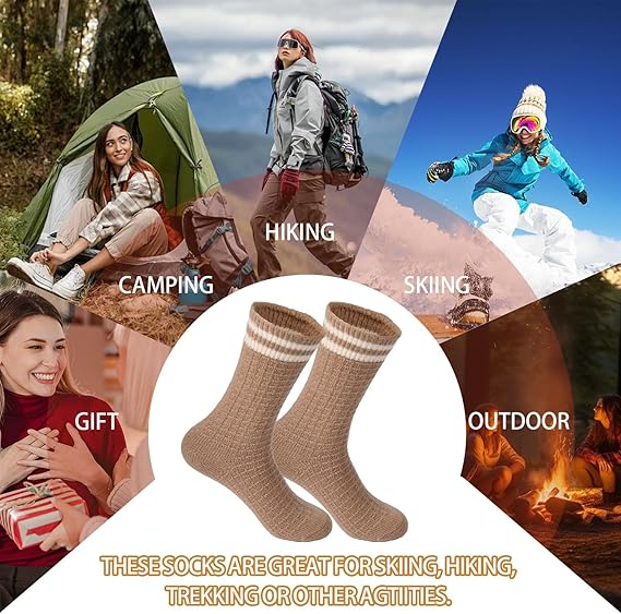 Sosete termice groase de iarna, din lana, set 6 perechi, 2 negre, 2 maro, 2 albe, marimea 35-42 [6]