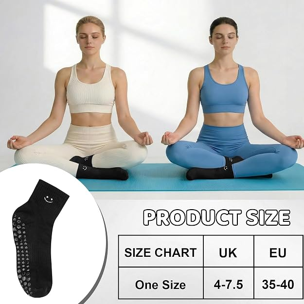 Set 6 Perechi Șosete Antiderapante Damă, pentru Yoga, Pilates, Dans și Fitness, 35-40 [5]