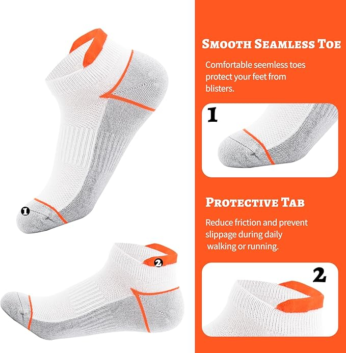 Sosete sport unisex pe glezna, set 12 perechi albe marimea 34-43, bumbac, elastan [5]