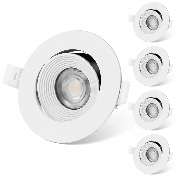 Spot LED exclusiv, încastrat, pivotant, spot LED ultraplat, 230V, lumini încasabile alb cald de 6W, set de 5 [1]
