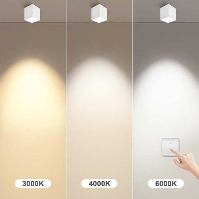 Spoturi LED de suprafata Ø100x77mm alb - 3000K alb cald/4000K alb neutru/alb rece 6500K- set 4 bucati [2]