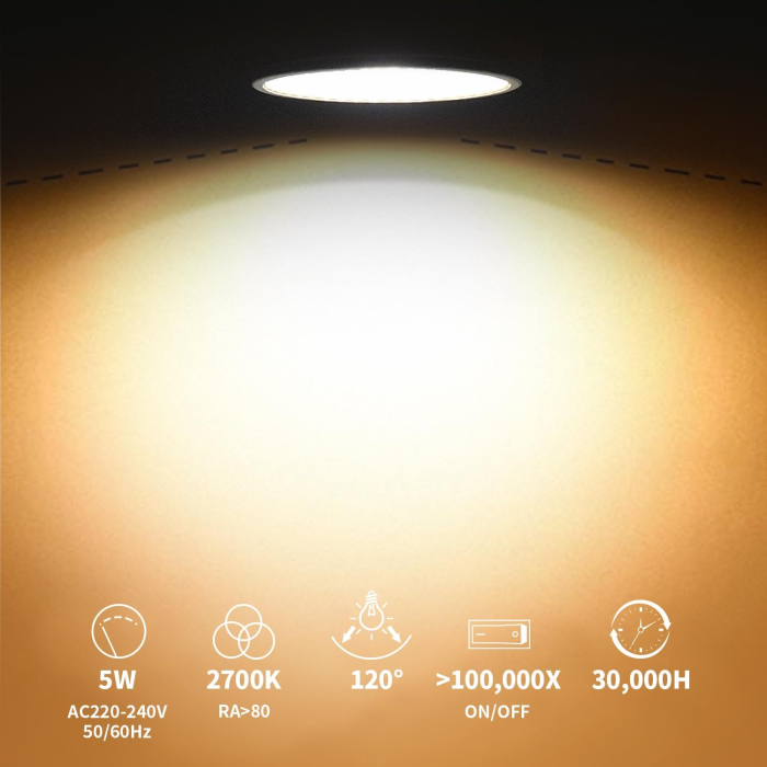 Spoturi LED E27 GU10 încastrate, 230 V, 5 W, 550 Lumen, 3000 K, set 6 bucati [2]