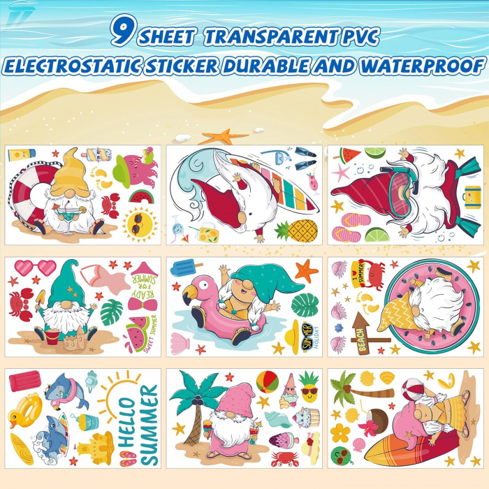 Stickere autoadezive pentru ferestre si mobila, model "Pitici la mare", set 9 coli [3]