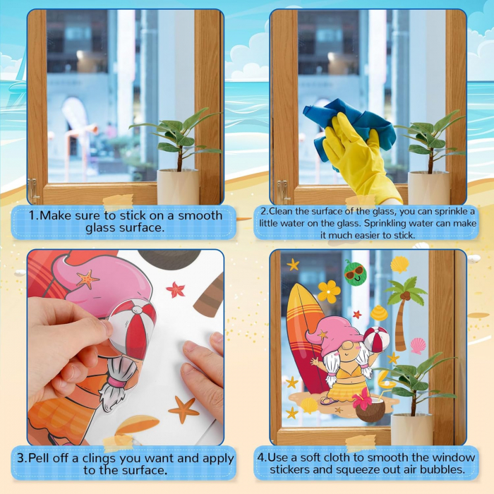 Stickere autoadezive pentru ferestre si mobila, model "Pitici la mare", set 9 coli [5]