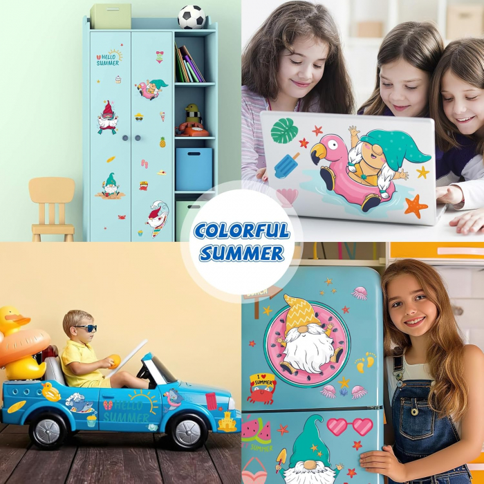 Stickere autoadezive pentru ferestre si mobila, model "Pitici la mare", set 9 coli [7]