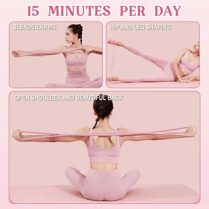 Benzi de rezistență pentru antrenament de forță, bandă de fitness în formă de 8, set  2 bucati [4]