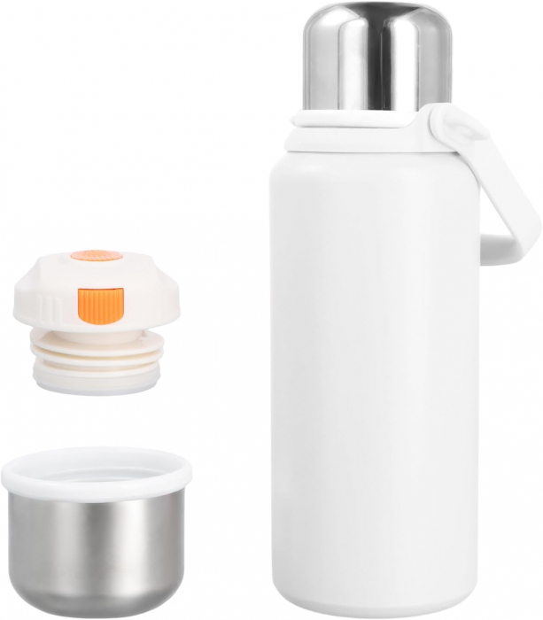 Termos din oțel inoxidabil 1,2 l, etanș, pentru băuturi calde, cu mâner transport, fără BPA (alb) [2]