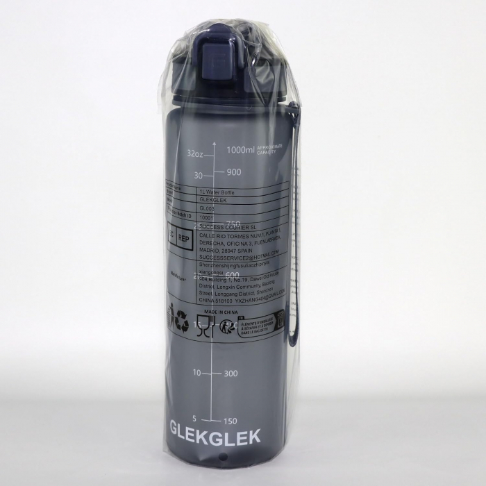 Sticla sport din plastic fara BPA, gradata pentru consum lichide, anticurgere, Gri, 1 L [7]